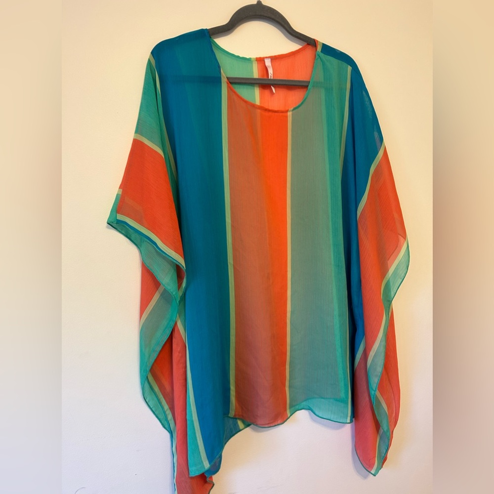 Sheer colorful caftan blouse shirt